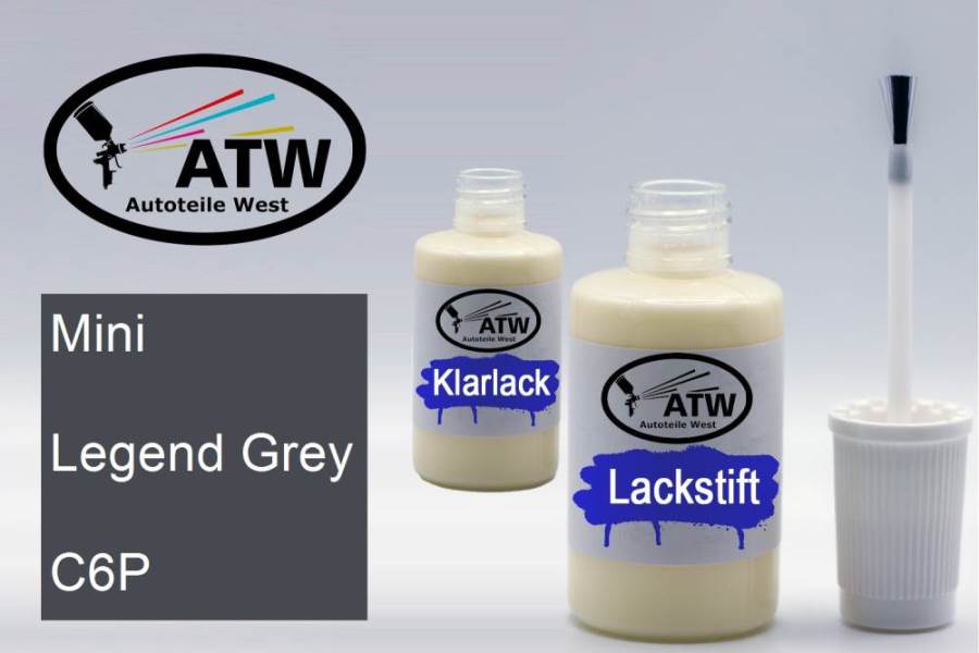 Mini, Legend Grey, C6P: 20ml Lackstift + 20ml Klarlack - Set, von ATW Autoteile West.